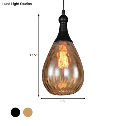 Industrial black & brass smoked glass pendant ceiling light bedroom