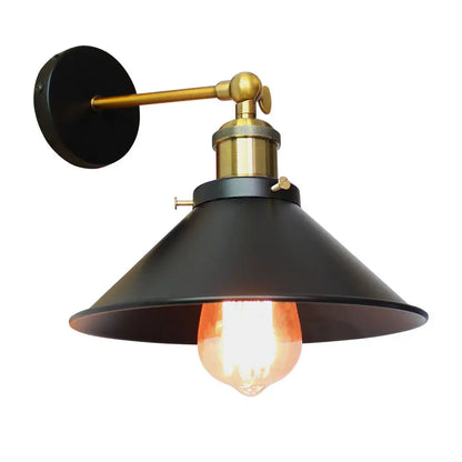 Industrial black & brass wall lamp – bedroom sconce
