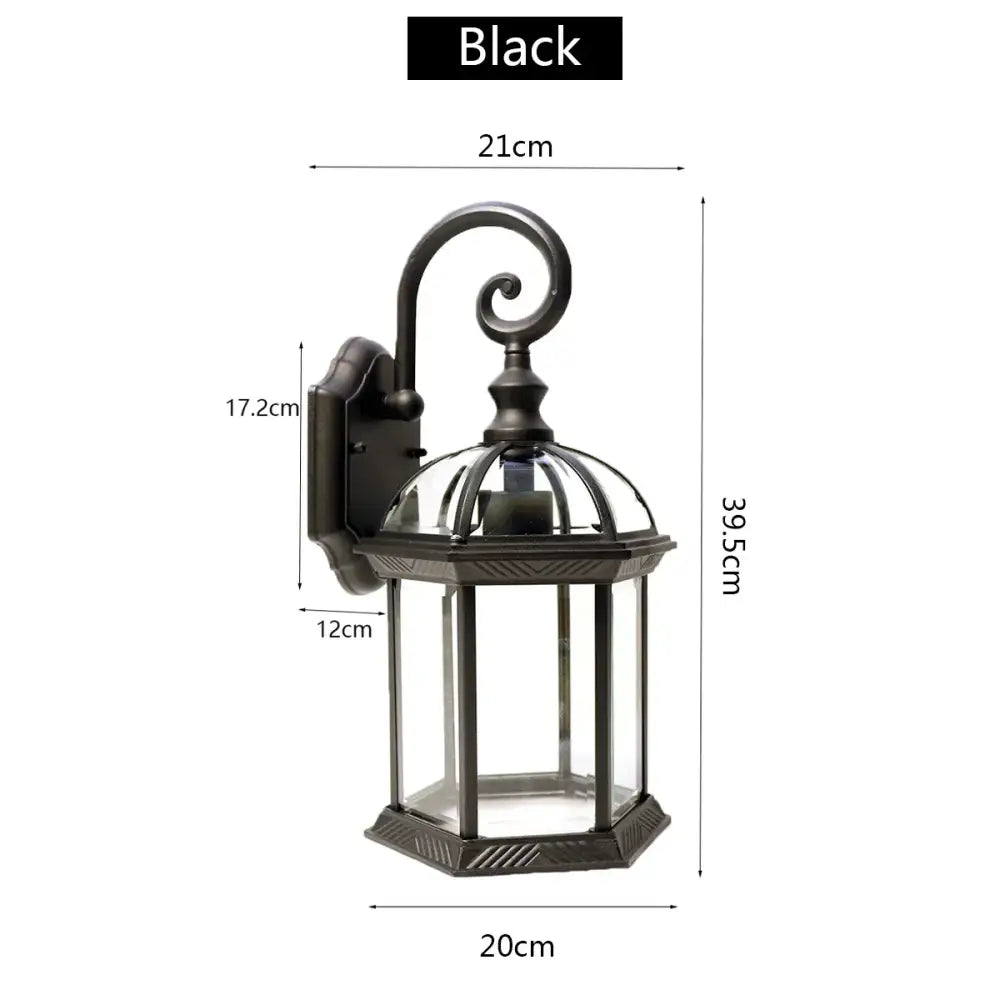 Industrial black bronze wall lamp outdoor lantern with clear glass