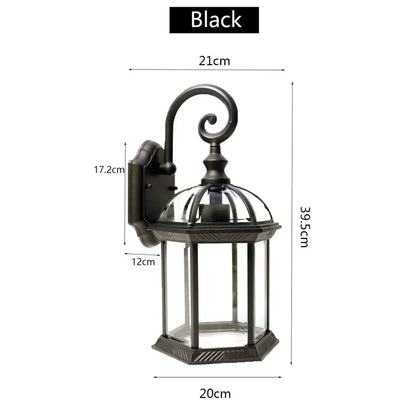 Industrial black bronze wall lamp outdoor lantern with clear glass