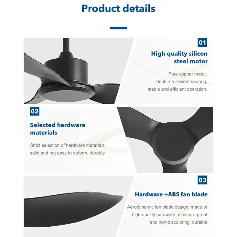 Industrial black & brown remote control ceiling fan bedroom
