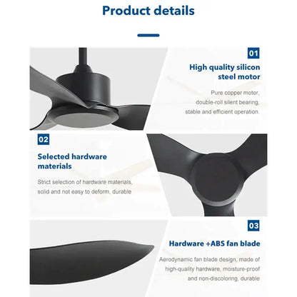 Industrial black & brown remote control ceiling fan bedroom