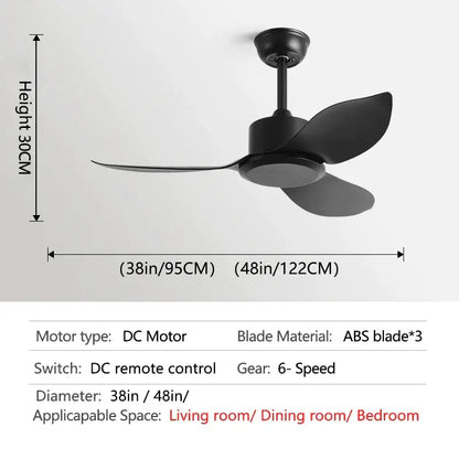 Industrial black & brown remote control ceiling fan bedroom