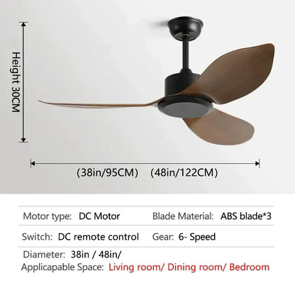 Industrial black & brown remote control ceiling fan bedroom