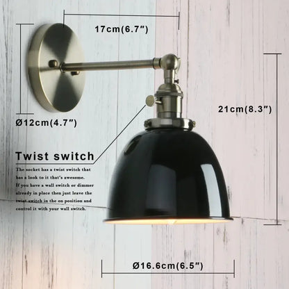 Industrial black & brushed nickel wall sconce bedroom adjustable arm