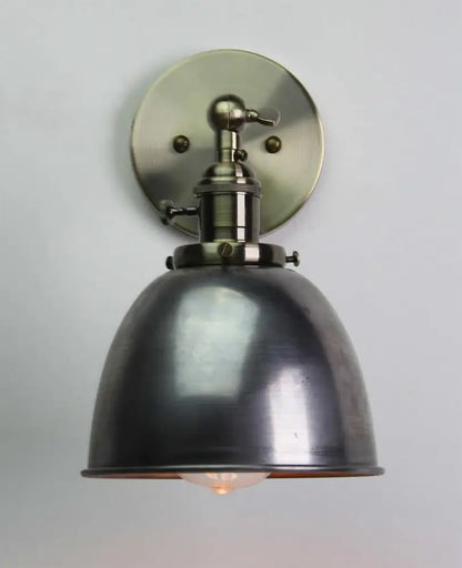 Industrial black & brushed nickel wall sconce bedroom adjustable arm