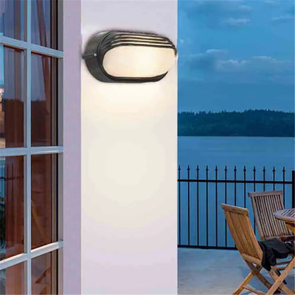 Industrial black bulkhead wall light – patio security sconce