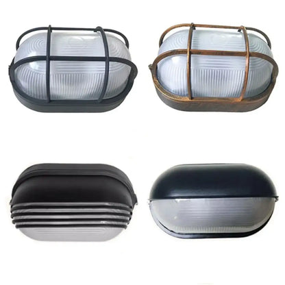 Industrial black bulkhead wall light – patio security sconce