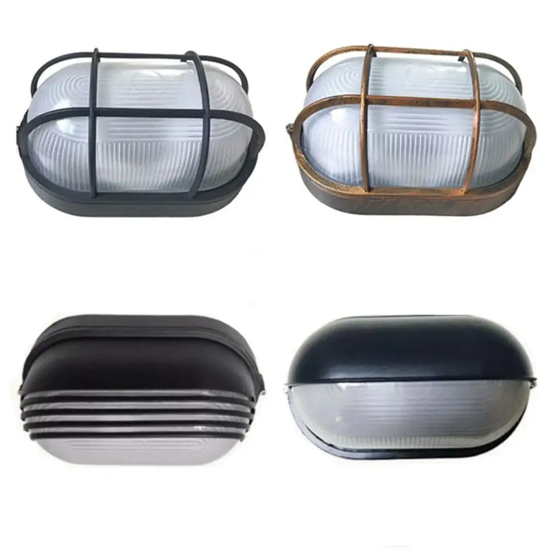 Industrial black bulkhead wall light – patio security sconce