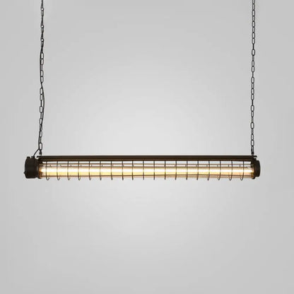 DecorBites™ Industrial Black Cage Island Pendant - Tubular Design for Dining Room Ceiling