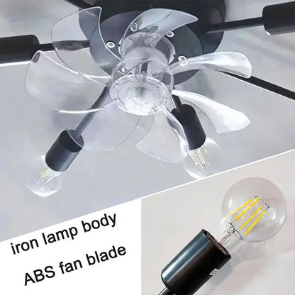 Industrial black ceiling fan with led lights for living room