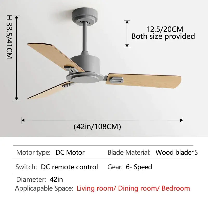 Industrial black ceiling fan with remote control living room