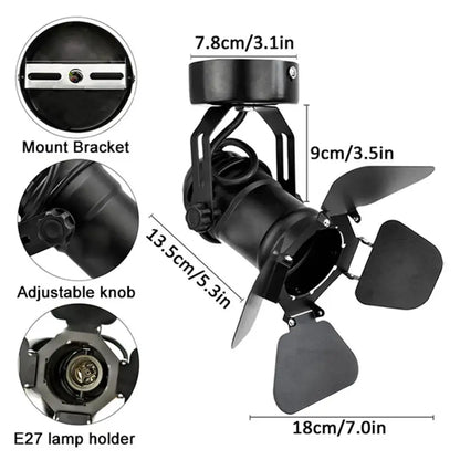 Industrial black ceiling spotlight lamp with adjustable hallway blades
