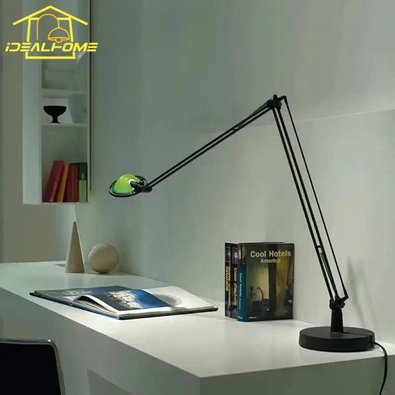 Industrial black & chrome rocker arm desk light – office task lamp