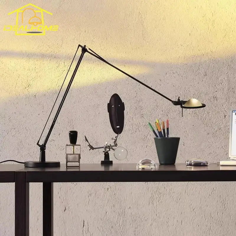 Industrial black & chrome rocker arm desk light – office task lamp