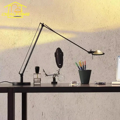 Industrial black & chrome rocker arm desk light – office task lamp