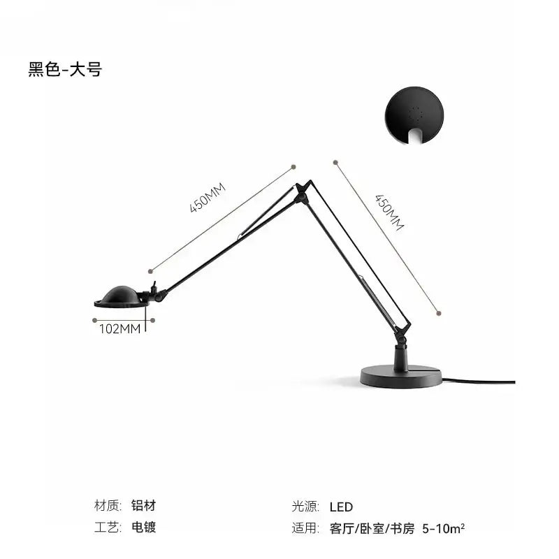 Industrial black & chrome rocker arm desk light – office task lamp