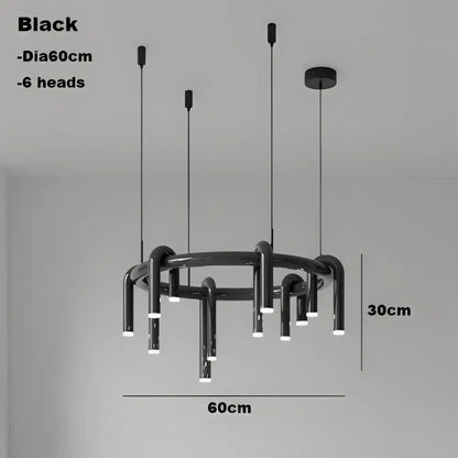 Industrial black circular ring pendant lights dining room chandelier