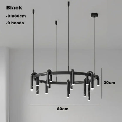 Industrial black circular ring pendant lights dining room chandelier