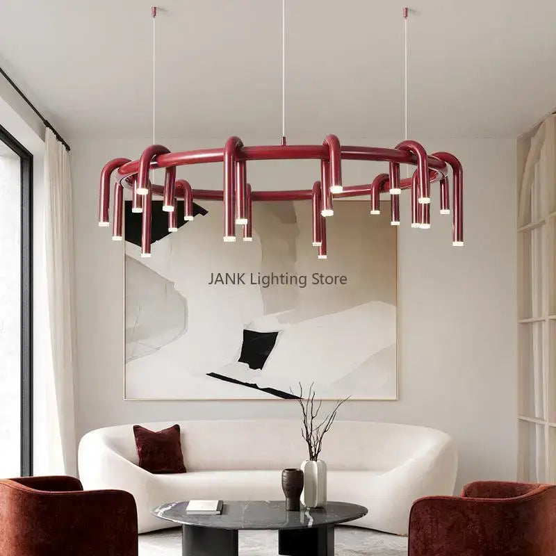 Industrial black circular ring pendant lights dining room chandelier