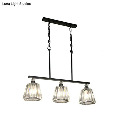 Industrial black clear crystal pendant light for dining room