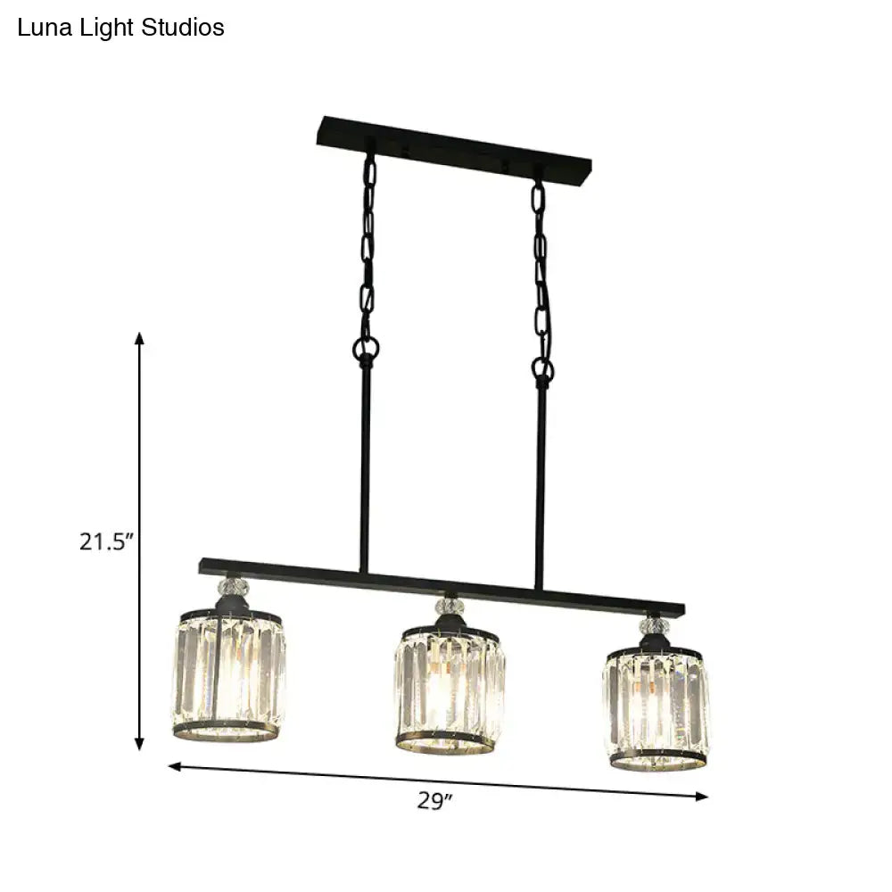 Industrial black clear crystal pendant light for dining room