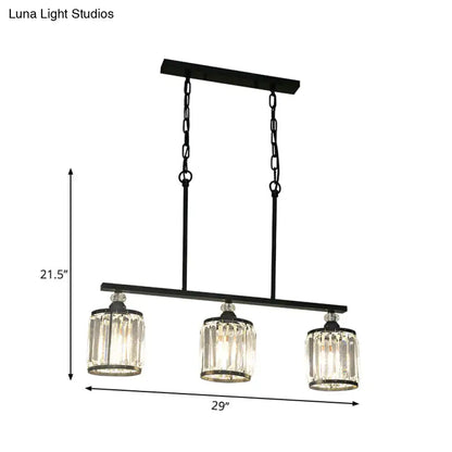 Industrial black clear crystal pendant light for dining room
