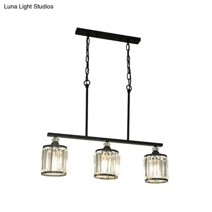 Industrial black clear crystal pendant light for dining room