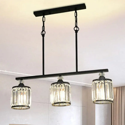 Industrial black clear crystal pendant light for dining room