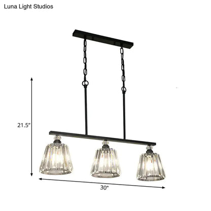 Industrial black clear crystal pendant light for dining room