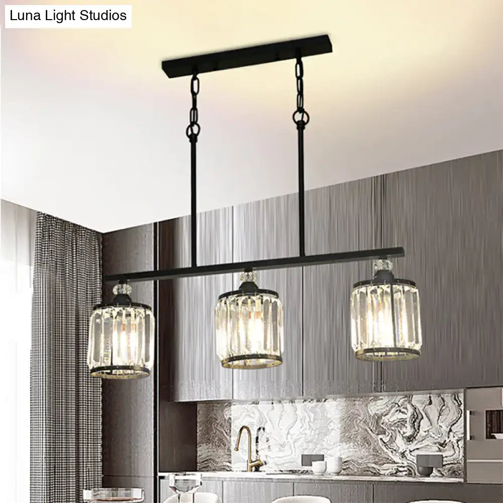 Industrial black clear crystal pendant light for dining room