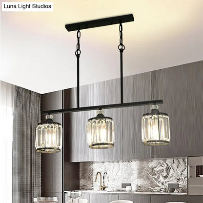 Industrial black clear crystal pendant light for dining room