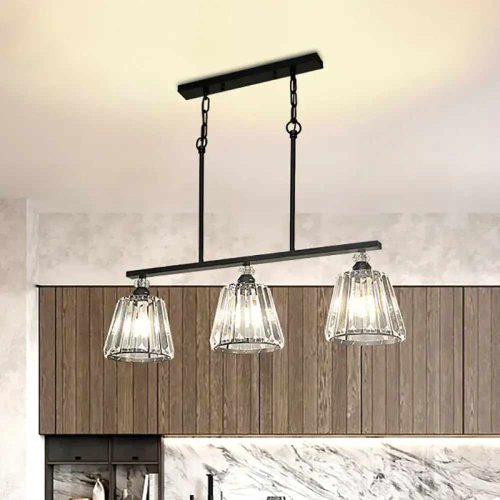 Industrial black clear crystal pendant light for dining room