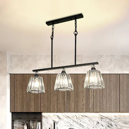 Industrial black clear crystal pendant light for dining room