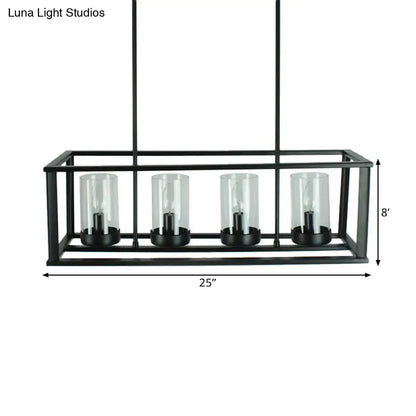 Industrial black clear glass pendant – kitchen island cage light