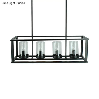 Industrial black clear glass pendant – kitchen island cage light
