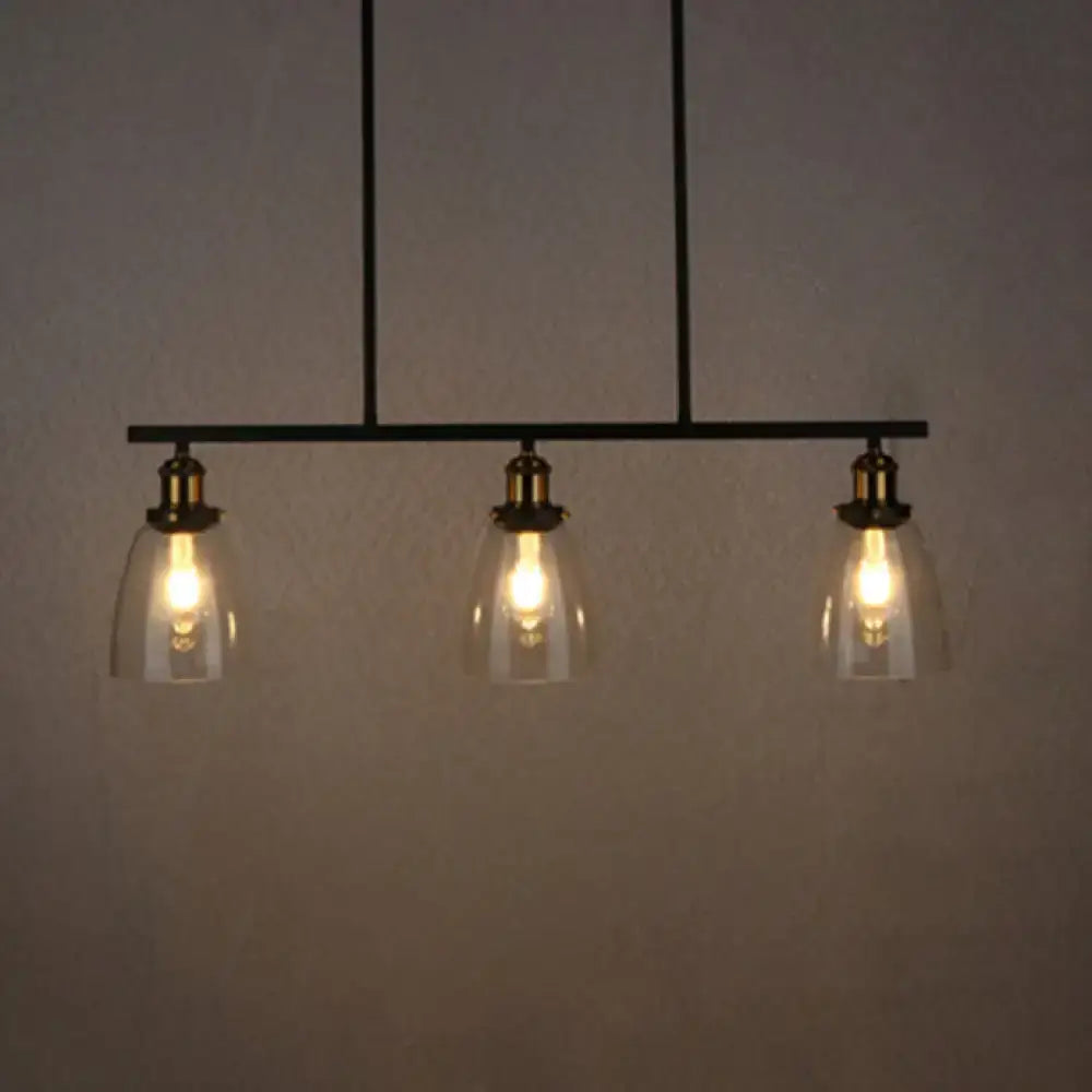 Industrial black clear glass pendant light dining room hanging lamp