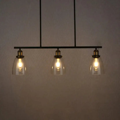 Industrial black clear glass pendant light dining room hanging lamp