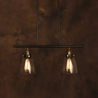 Industrial black clear glass pendant light dining room hanging lamp