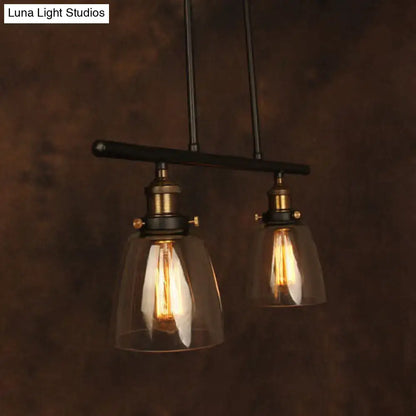 Industrial black clear glass pendant light dining room hanging lamp