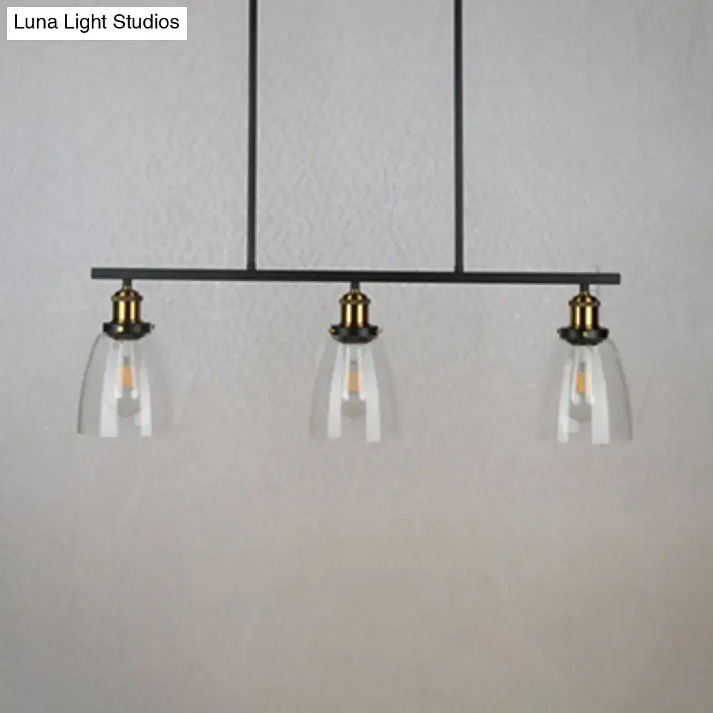 Industrial black clear glass pendant light dining room hanging lamp