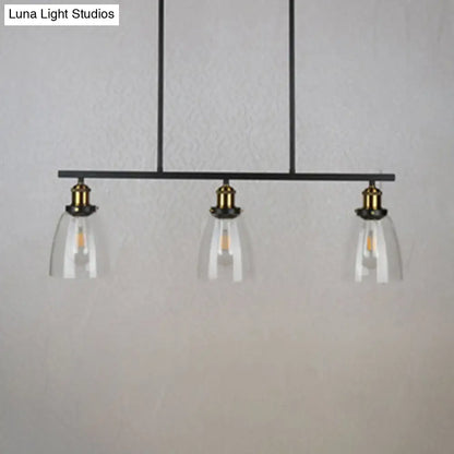 Industrial black clear glass pendant light dining room hanging lamp