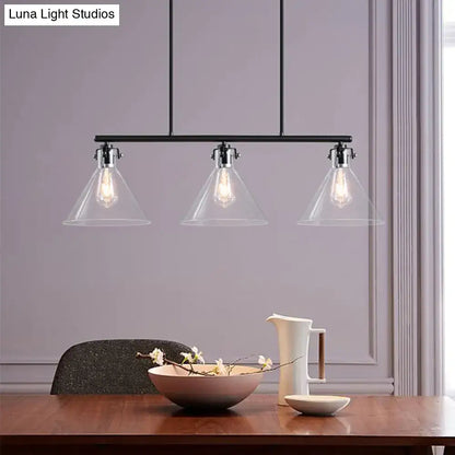 Industrial black cone clear glass island lamp dining room light