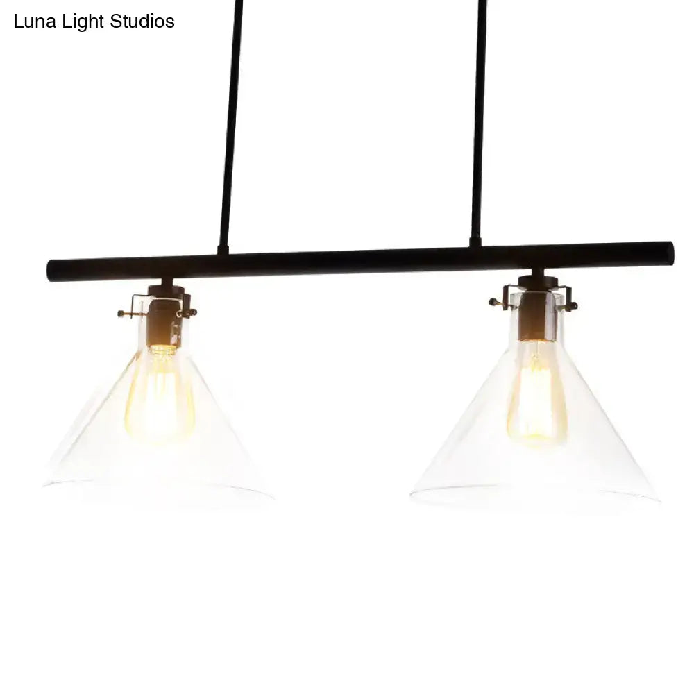 Industrial black cone clear glass island lamp dining room light