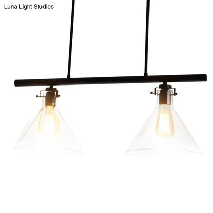 Industrial black cone clear glass island lamp dining room light