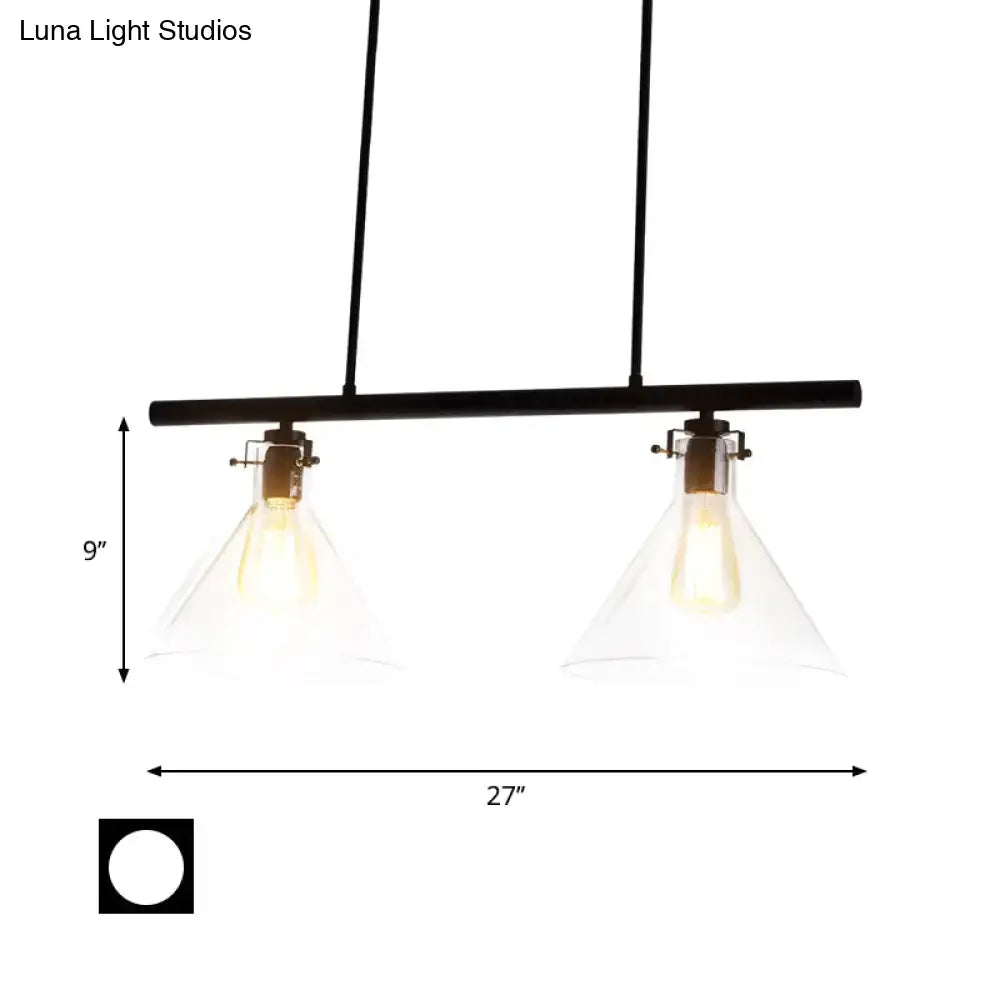 Industrial black cone clear glass island lamp dining room light