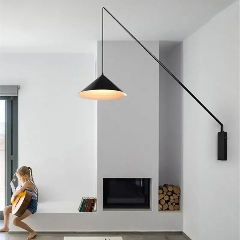Industrial black conical fishing sconce kitchen wall lamp