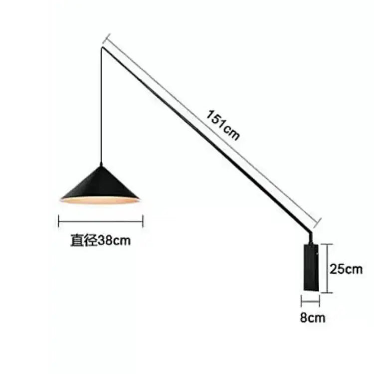 Industrial black conical fishing sconce kitchen wall lamp
