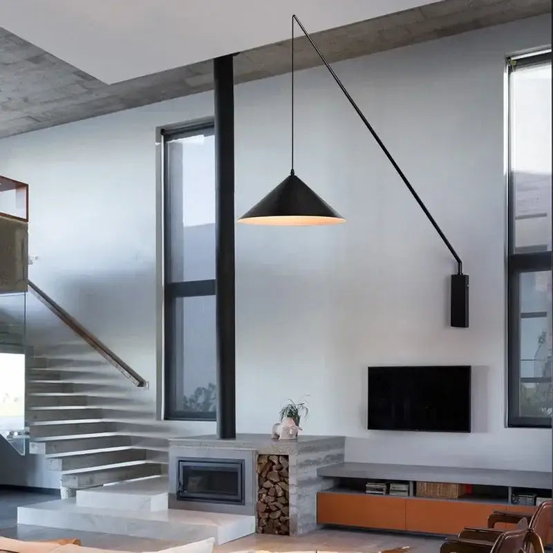 Industrial black conical fishing sconce kitchen wall lamp