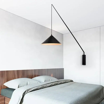 Industrial black conical fishing sconce kitchen wall lamp